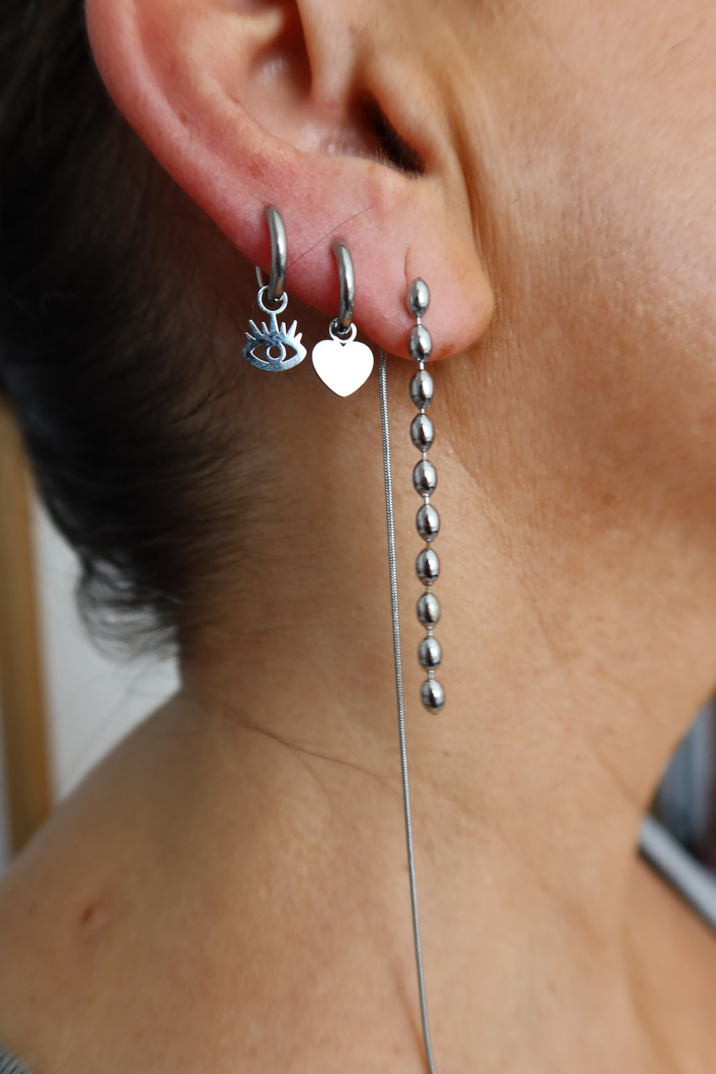 Pendiente Mini Ojo Plateado